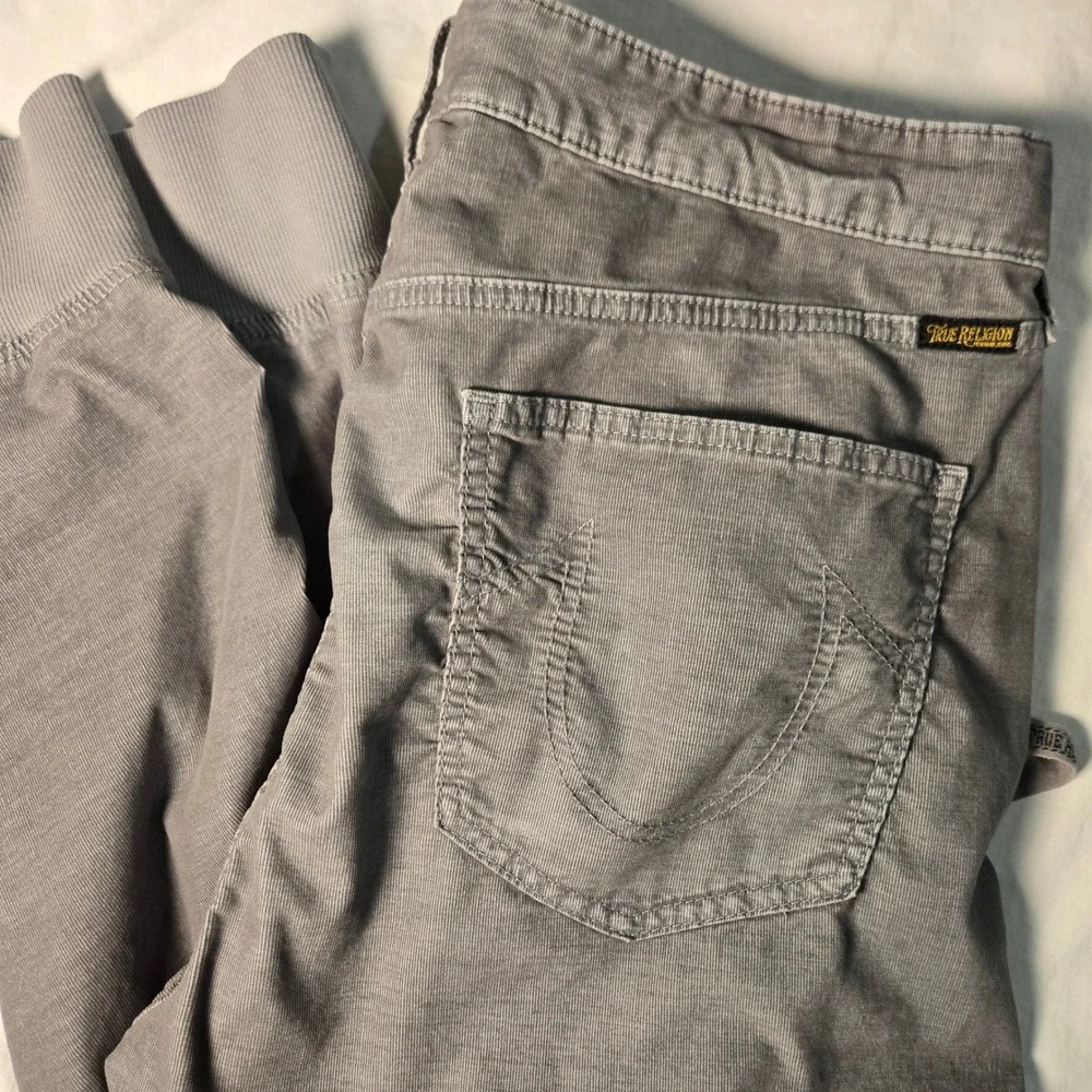 True Religion Pants Gray Corduroy Jogger Drawstring (Tag 34) Measures 36